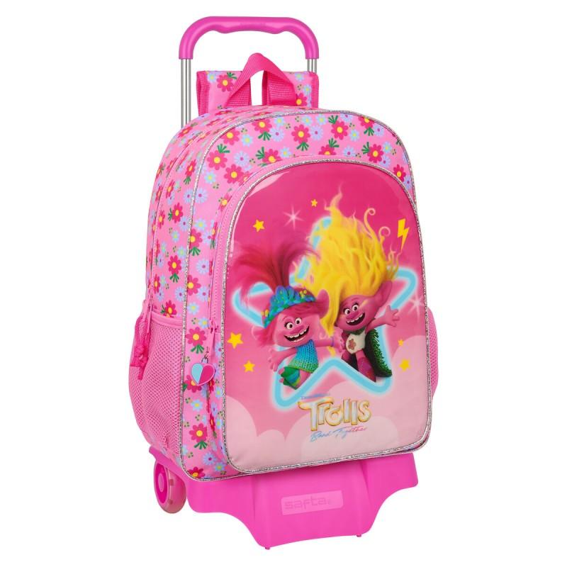 Mochila Escolar con Ruedas Trolls Rosa 33 x 42 x 14 cm