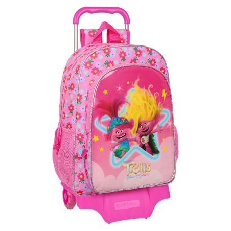 Mochila Escolar con Ruedas Trolls Rosa 33 x 42 x 14 cm