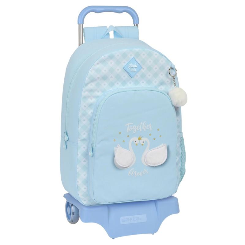 Mochila Escolar con Ruedas Glow Lab Cisnes Azul 30 x 46 x 14 cm