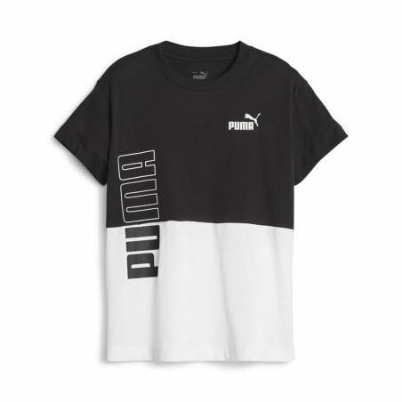 Camiseta de Manga Corta Infantil Puma Power Colorblock Blanco Negro