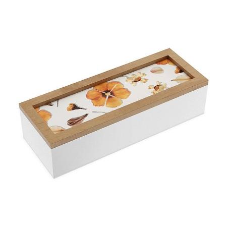 Caja Decorativa Versa Pétalos Madera MDF 9 x 6 x 24 cm