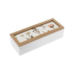 Caja Decorativa Versa Flores Madera MDF 9 x 6 x 24 cm