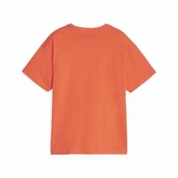 Camiseta de Manga Corta Infantil Puma Power Colorblock Naranja Oscuro