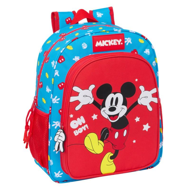 Mochila Escolar Mickey Mouse Clubhouse Fantastic Azul Rojo 32 X 38 X 12 cm