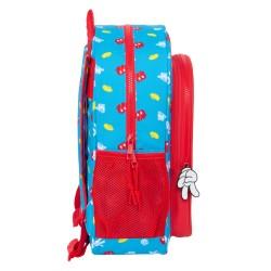 Mochila Escolar Mickey Mouse Clubhouse Fantastic Azul Rojo 32 X 38 X 12 cm