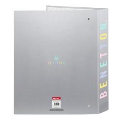 Carpeta de anillas Benetton Silver Plateado A4 27 x 33 x 6 cm