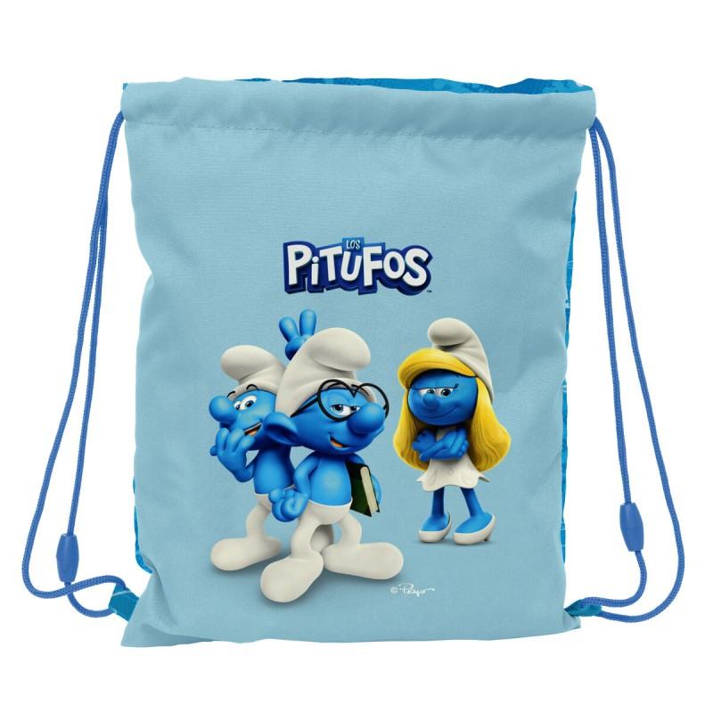 Bolsa Mochila con Cuerdas Los Pitufos Azul Azul cielo 26 x 34 x 1 cm