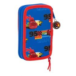 Plumier Doble Cars Race ready Azul 12.5 x 19.5 x 4 cm (28 piezas)