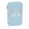 Plumier Doble Glow Lab Cisnes Azul 12.5 x 19.5 x 4 cm (28 piezas)