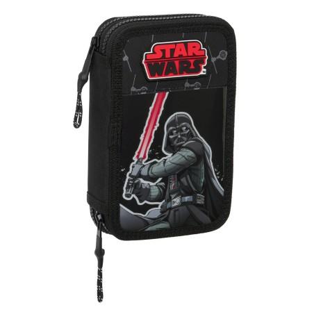 Plumier Doble Star Wars The fighter Negro 12.5 x 19.5 x 4 cm (28 piezas)