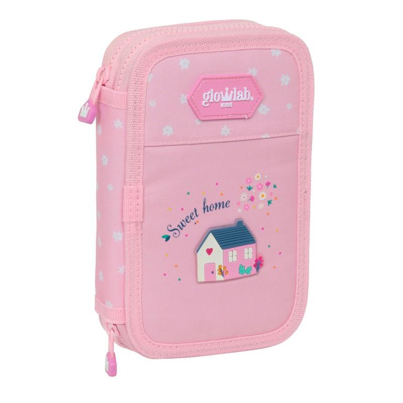 Plumier Doble Glow Lab Sweet home Rosa 12.5 x 19.5 x 4 cm (28 piezas)