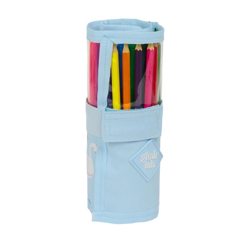 Plumier Glow Lab Cisnes Enrollable Azul 7 x 20 x 7 cm (27 Piezas)