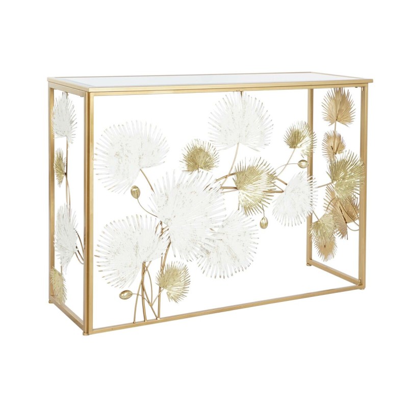 Consola DKD Home Decor Blanco Dorado Metal Espejo 108 x 37 x 80 cm