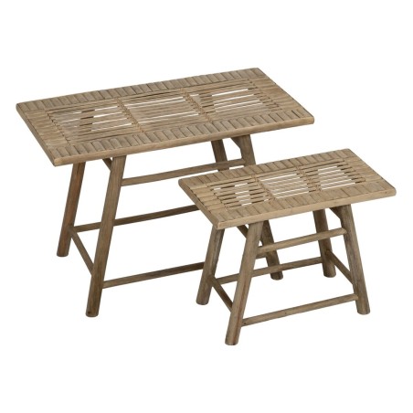 Mesa auxiliar Natural Bambú 60 x 32 x 41 cm 42 x 21,5 x 32 cm 2 Piezas (2 Unidades)