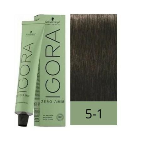 Tinte Permanente Schwarzkopf Igora Zero Amm Nº 5-1 Castaño Claro Cenizo 60 ml