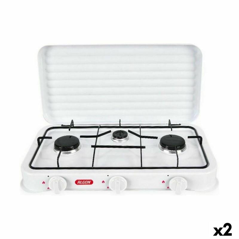 Hornillo de Gas Algon Con Tapa Blanco 5400 W 55 x 7 x 32 cm (2 Unidades)