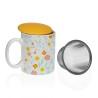 Taza con Filtro para Infusiones Versa Flandes Flores Gres