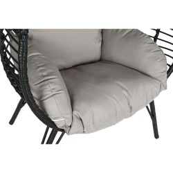 Sillón de jardín DKD Home Decor 90 x 65 x 151 cm Negro Gris Metal ratán sintético