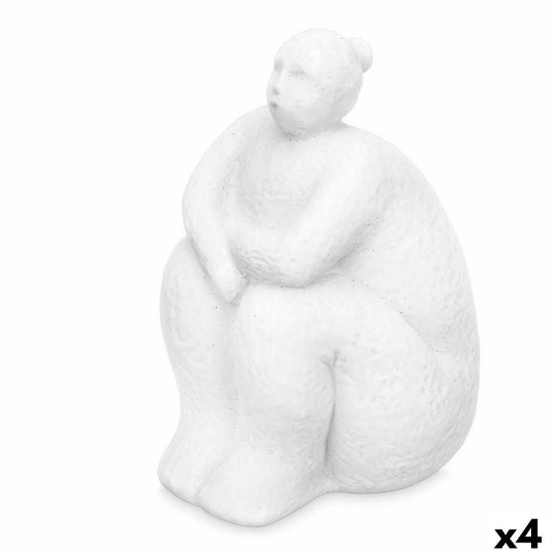 Figura Decorativa Blanco Dolomita 18 x 30 x 19 cm (4 Unidades) Mujer Sentado