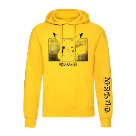 Sudadera con Capucha Unisex Pokémon Pikachu Katakana Amarillo