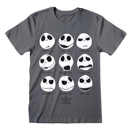 Camiseta de Manga Corta Unisex The Nightmare Before Christmas Many Faces Gris oscuro