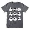 Camiseta de Manga Corta Unisex The Nightmare Before Christmas Many Faces Gris oscuro