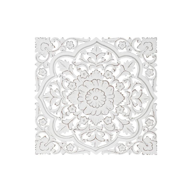 Decoración de Pared DKD Home Decor Blanco Mandala Indio Acabado envejecido Decapé 90 x 4 x 90 cm