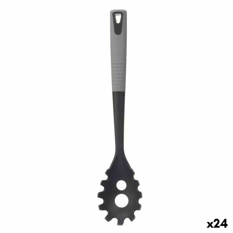 Cuchara para Servir Pasta Negro Gris TPR PBT 7 x 34 x 4 cm (24 Unidades)