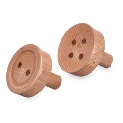 Colgadores Marrón Madera Botones Set 2 Piezas (6 Unidades)