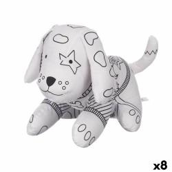 Peluche para Colorear Blanco Negro Tela 13 x 14 x 20 cm Perro (8 Unidades)