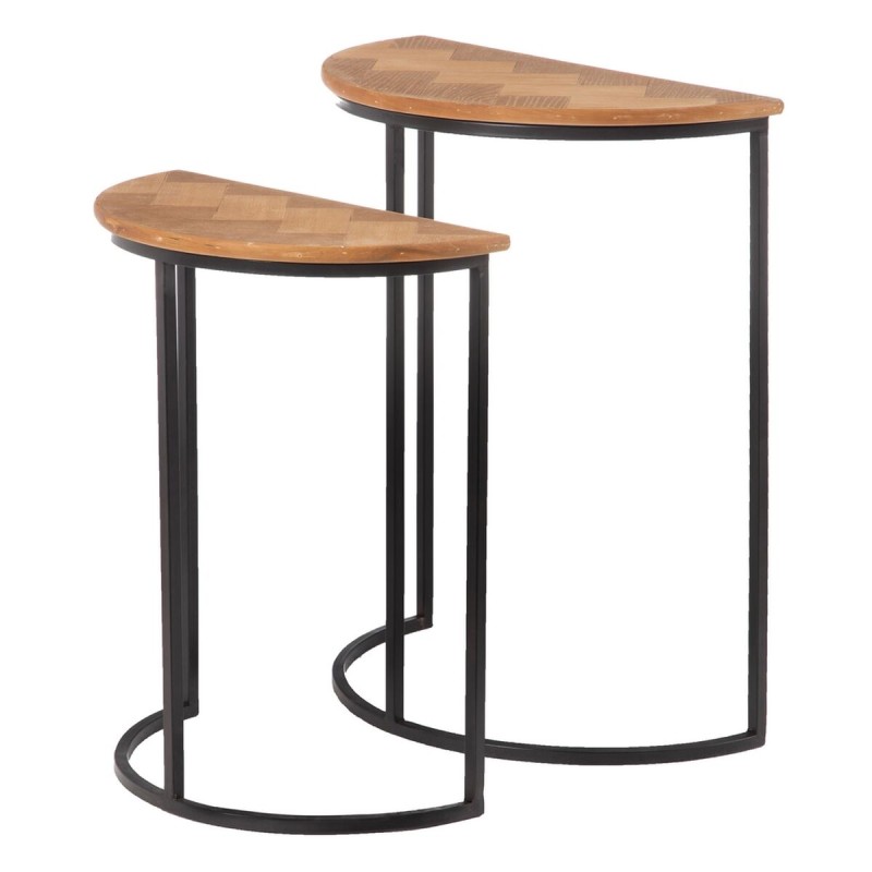 Mesa auxiliar Marrón Negro Metal Hierro Madera MDF 62,5 x 62,5 x 73 cm 62,5 x 31 x 73 cm (2 Unidades)