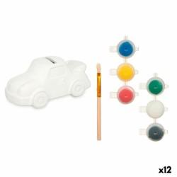 Hucha para Pintar Blanco 14,5 x 7,2 x 9,4 cm Coche (12 Unidades)