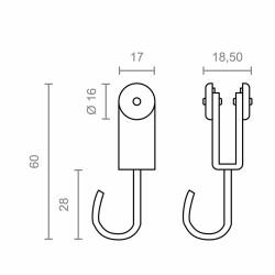 Polea para pérgola Micel TLD17 Acero Inoxidable 18,5 x 17 x 60 mm Exterior 2 Unidades