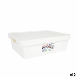 Caja de Almacenaje con Tapa Tontarelli Maya Blanco 9,2 l 36 x 28 x 11 cm (12 Unidades)