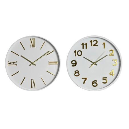 Reloj de Pared Home ESPRIT Blanco Dorado PVC 30 x 4 x 30 cm (2 Unidades)