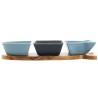 Set de Aperitivo Home ESPRIT Azul Azul marino Porcelana Acacia Pez Mediterráneo 28 x 9,7 x 1,3 cm 4 Piezas