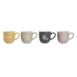 Juego de 4 Tazas Mug Home ESPRIT Amarillo Beige Gris Rosa Porcelana 410 ml