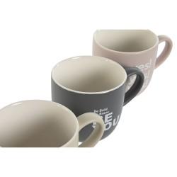 Juego de 4 Tazas Mug Home ESPRIT Amarillo Beige Gris Rosa Porcelana 410 ml