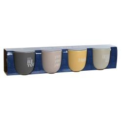 Juego de 4 Tazas Mug Home ESPRIT Amarillo Beige Gris Rosa Porcelana 410 ml