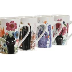 Taza Mug Home ESPRIT Multicolor Porcelana Gato (4 Unidades)