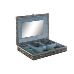 Caja-Joyero DKD Home Decor Plateado Azul cielo Madera Aluminio 27,5 x 20 x 5,4 cm