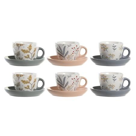 Juego de Tazas con Platos DKD Home Decor Porcelana Multicolor 90 ml