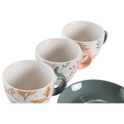 Juego de Tazas con Platos DKD Home Decor Porcelana Multicolor 90 ml