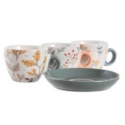 Juego de Tazas con Platos DKD Home Decor Porcelana Multicolor 90 ml