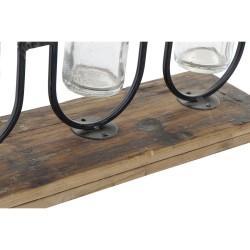 Jarrón DKD Home Decor Negro Natural Metal Cristal Madera de Paulonia 38 x 11,5 x 23 cm (3 Piezas)