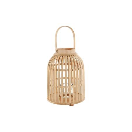 Portavelas Home ESPRIT Natural Marrón claro Bambú Cristal 22,5 x 22,5 x 30 cm (2 Piezas)