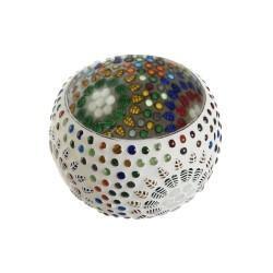 Portavelas DKD Home Decor Blanco Multicolor Cristal 13 x 13 x 9 cm