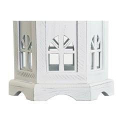 Farol DKD Home Decor Acabado envejecido Blanco Gris oscuro Madera Cristal 19 x 17 x 39 cm