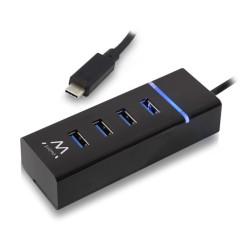 Hub USB 4 Puertos Ewent EW1137 USB 3.1 Negro