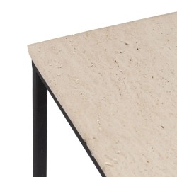 Mesa auxiliar 45 x 35 x 63,5 cm Marrón Crema Mármol Hierro (2 Unidades)